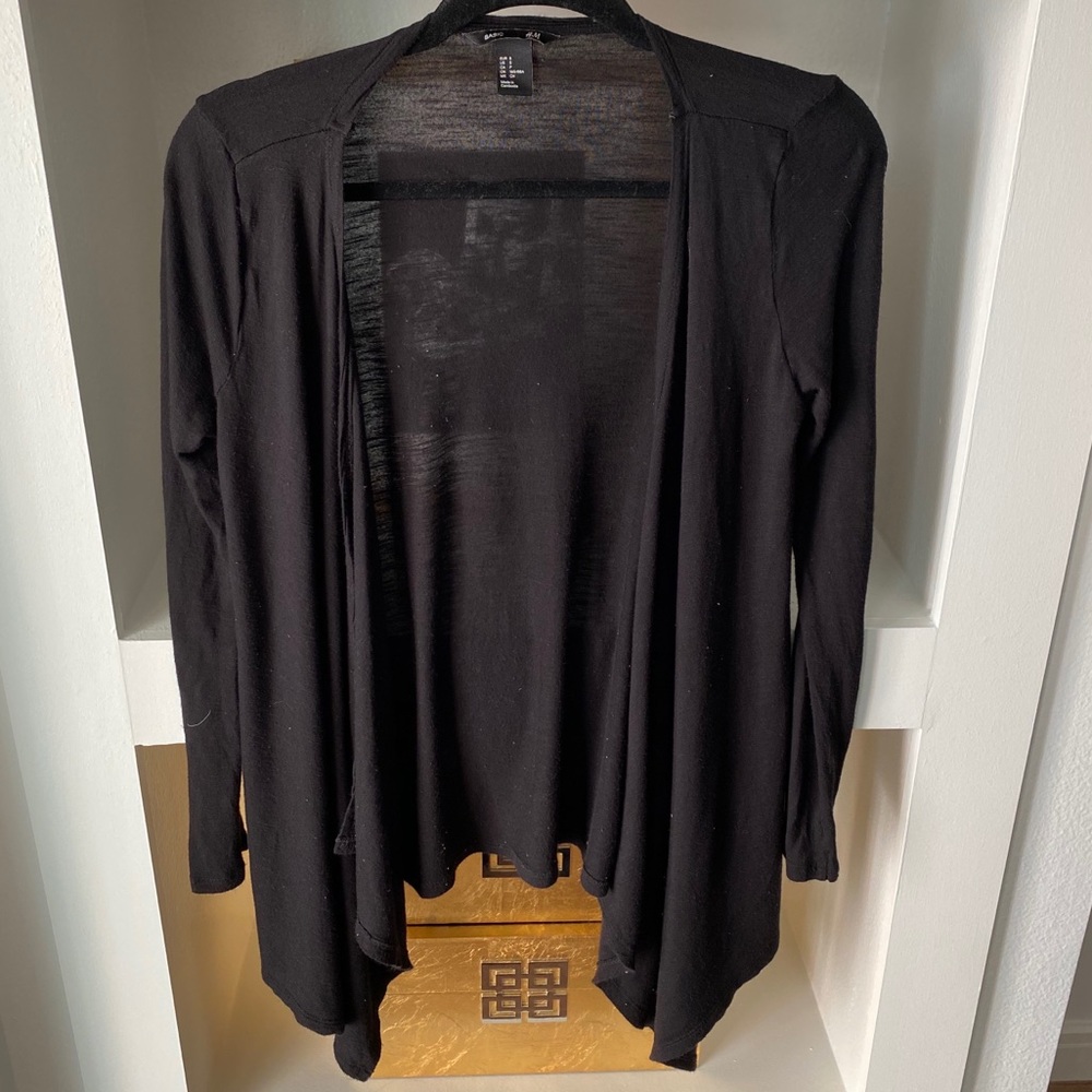 H&M Basic Black Waterfall Drape Knit Cardigan